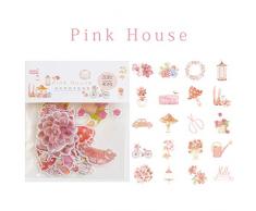 WEBESTER Aufkleber für Laptop, Wasserflasche und Scrapbook mit niedlicher Aquarell-Sukkulentenpflanze, Rosa, 40 Stück