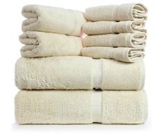 Luxus Spa- und Hotel Qualität Premium Türkisch 8 Stück Handtuch-Set (2 x Duschtücher, 2 x Handtücher, 4 x Waschlappen), baumwolle, elfenbeinfarben, 8 Pieces Towel Set