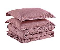 Chezmoi Collection 3-teiliges Schmusetuch mit Garngefärbtem Heather Weave Down Alternative Modern King rot