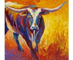 Y&J Modernes Leinwand Art Wand für Zuhause und Büro Dekoration Ölgemälde Print Art Animal auf Leinwand, Texas Longhorn Muster, 71,1 x 66 cm, Canvas Prints Giclée Kunstwerk für Wand Decor