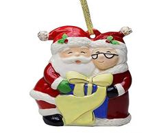 StealStreet SS-CG-10684 4,38 Zoll Bemalt Weihnachtsmann mit Frau Claus mit Geschenk Weihnachtsdekoration