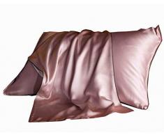 Sunyum Kissenbezug, 100 % reine Maulbeerseide, Standardgröße 19 Momme, 600 Fadenzahl für Haare und Haut, mit Umschlagverschluss, Queen-Size, hypoallergen, weich, atmungsaktiv, Seide, 1 Stück Standard goldfarben