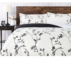 Chanasya 3-teiliges Mikrofaser-Bettbezug-Set mit Reißverschluss – Elegantes schwarz-beige-Design mit wendbarer Farbe – Schmusetuch (1 Bettbezug & 2 Kissenbezüge, Queen)