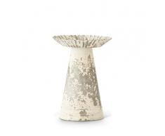 K&K Interiors 14909A-2 Vase mit geriffeltem Rand, Metall, 17,8 cm, Weiß