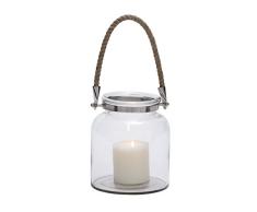 Deco 79 28858 Glas Metall Laterne Seil Griff, 17,8 cm W/20,3 cm H
