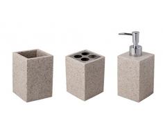 Aquagrif Luna Seifenspender, Zahnbürstenhalter, Zahnputzbecher für das Badezimmer, Kunstharz, Grau, 19 x 19 x 13 cm