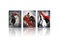 Bull Fight Leinwand Wand Art Corrida de Toro Leinwand gespannt auf Leinwand 3 Platten Holz gerahmtes Wandbild Öl Gemälde fertig Zum Aufhängen Wandschmuck 40,6 x 94 cm von aufpoliert Arts