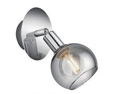 Reality Leuchten Wandspot Brest R80591006, Metall Chrom, Glas smoke, exkl. 1x E14