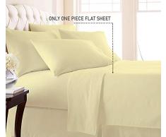 Trend Bedding Mart Bettlaken / Bettlaken mit weicher Haptik, 100 % ägyptische Baumwolle, perfekte Passform für Übergröße und extra Höhe, Fadenzahl 600, 1 Stück King elfenbeinfarben