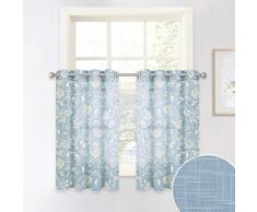 KGORGE Leinen-Vorhang, Blättermuster, Gelb/Grün Casual W52 x L36 | Pair Blumen in Grau