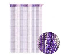 QINGYUN Fadenvorhang, Fensterpaneel, Raumteiler, Quaste, für Hochzeiten, Kaffeehaus, Restaurant, Parts, Fadenvorhänge, 89 x 200 cm violett
