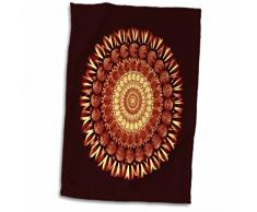 TWL_31688_1 Handtuch, 3D-Rosenmotiv, Mandala auf gebranntem Siena-Hintergrund, 38 x 56 cm, Orange