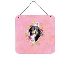 Carolines Treasures Berner Sennenhund rosa Blumen, Türaufhänger, Wanddekoration, Mehrfarbig