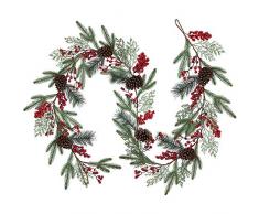 Künstliche Weihnachtsgirlande mit Fichtenzypresse, Tannenzapfen, rote Beerengirlande, Wintergärlande, für den Urlaub, Kamin, Tischläufer, Tischdekoration, 1,8 m