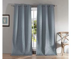 Kelvin Montgomery Vorhang für Wohnzimmer und Schlafzimmer, mit Ösen, aus Leinen, strukturiert, abdunkelnd, 1 Paar, 96,5 x 243,6 cm, helles Denim