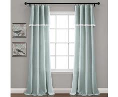 Lush Decor Vorhang, Spitze, 213 x 96,5 cm, Dunkles Leinen, 1 Paar Panel Pair, 84 x 38 blau