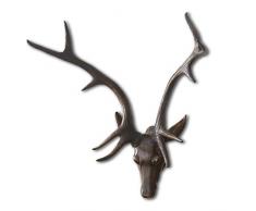 K&K Interiors B4965 Wandhalterung, Hirschkopf, Kunstharz, 43 cm, Dunkelbraun