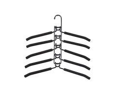 supow Kleiderbügel, 5 in 1, mehrschichtige nop-slip Kleiderschrank Kleidung Rack Metall Space Saver Kleidung Aufbewahrung Kleidung Rack für Jacke, Mantel, Pullover, Hose, Shirt, T-Shirt, ect. (Erwachsenen Größe) schwarz