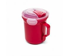 Addis Clip & Go Suppentasse mit verschließbarem und mikrowellengeeignetem Deckel, Kirschrot, 12,5 x 11 x 13,5 cm