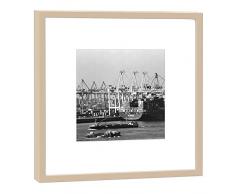 COGNOSCO - Fotografie im Holzrahmen: Containerhafen Hamburg - Fotodruck - Format 27 x 27 cm - Rahmenfarbe beige - Hochwertiges Wandbild, Geschenkidee oder Souvenir aus der Hansestadt