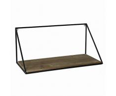 Benjara Parallelogramm Shape Metallgestell Holzregal, mittelgroß, Braun/Schwarz