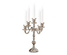 Whole House Worlds Kerzenleuchter, 5-armig, silberfarben, handgefertigt, Aluminium, Nickel, 35 cm hoch, 1 Stück