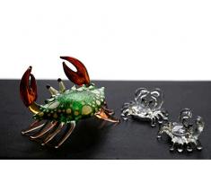 ChangThai Design 3 Stück Aquarium Metall grüne Krabbe Handschale Glas Puppenhaus Miniatur-Dekoration
