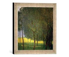 Gerahmtes Bild von Gustav Klimt Obstbäume am Attersee, Kunstdruck im hochwertigen handgefertigten Bilder-Rahmen, 30x30 cm, Silber Raya