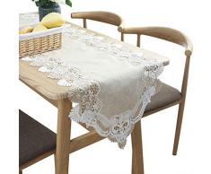 JH table runner Tischläufer, Leinen, einfarbig, luxuriös, dick, Bestickt, für Zuhause, Party, Hochzeit 19.5x86(50x220cm) Coffee