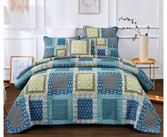 Tache Home Fashion Aztec Festival Quilt Tagesdecke Set Landhausstil Twin grün