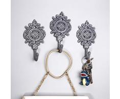 Ambipolar Indian Leaf Haken Antik Dekorative Vintage Style Heavy Duty Wandgarderobe 3 Stück Variation mattgrau