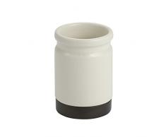 iDesign Westport Ceramic Tumbler Cup for Bathroom Vanity Countertops - Cream/Bronze