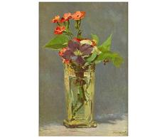 ArtPlaza Édouard Manet Èdouard - Carnations and Clematis in a Crystal Vase, Dekorative Paneele, Holz, Mehrfarbig, 60 x 1.8 x 90 cm