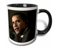 3dRose Barack Obama-Two Ton, schwarz, Kaffeebecher, Keramik, Schwarz/Weiß, 10.16 cm x 7,62 x-Uhr