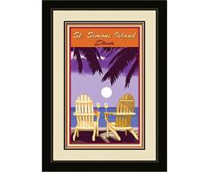 Northwest Art Mall jk-5693 mfgdm acpw St. Simons Island, Georgien Adirondack Stühle Palmen weiß Wein gerahmtes Wandbild Art von Künstler Joanne Kollman, 33 x 40,6 cm