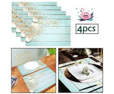 Wamika Platzdeckchen mit Meeresmuschel, 1 Set, Tischset, Sommer-Sesternbrett, Tischsets, rutschfest, fleckenabweisend, 30,5 x 45,7 cm, für Esszimmer, Zuhause, Küche, Dekoration für Innenbereich 12x18x4 in mehrfarbig