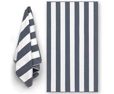 Softerry Luxuriöses Strandtuch, extraweich, 101,6 x 182,9 cm, Prime Yacht Classic Cabana Stripe Hotel Pool & Resort, Doppel-Frottee-Garn, gefärbt, 100% Baumwolle grau