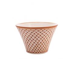 Cala Living Salatschüssel Medium mit Zeichnungen, Keramik, Weiß und Senf, 20 cm