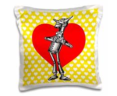3dRose PC 220174 _ 1 TIN Man über Big rot Herz auf weiß und gelb Hintergrund Kissen Fall, 40,6 x 40,6 cm