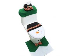 StyleZ Weihnachts-Dekoration, WC-Sitzbezug mit rotem Weihnachtsmann mit 3D-Nase, WC-Sitzbezug + Tankdeckel + Tissue Box Cover – Set von 3 One Size dunkelgrün