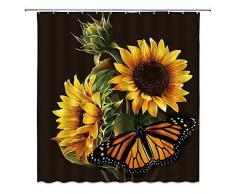 WZFashion Schmetterling lila Blumen Badezimmer Decor Duschvorhänge Floral Decor Badewanne Vorhang Deko Vorhang Rosa Blau Grün Golden High Heel