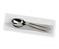 GUILLIN – servipack kit4arg Sachet de 30 Set Besteck 4-teilig, Polystyrol, Silber, 22 x 7 x 1 cm
