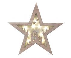 Decor Service Weihnachtsstern in Holzoptik mit LED-Lichter 40 cm