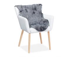 Relaxdays Kunstfell, weicher Lammfellteppich, Langhaar Fellimitat, waschbar, Sitzauflage Couch & Stuhl, 60x90 cm, grau