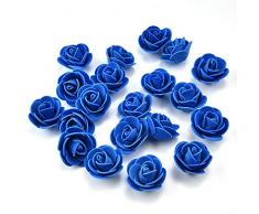 fake flowers Künstliche Blumenköpfe, Kunstblumen, PE-Schaumstoff-Rosen, handgefertigt, Dekoration für Scrapbooking, Geschenk-Box, DIY Kranz, 50 Stück, 3 cm königsblau