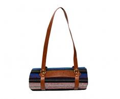 Open Road Goods Handgewebte Yoga-Decke für den Außenbereich, handgefertigt, Mehrfarbig, Yoga-Matte, Stranddecke, Picknickdecke oder dekorativer Überwurf Blue Blanket with Carrier