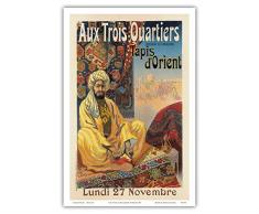 Tapis D ORIENT AUX Trois Quartiers, Oriental Teppich Exhibit bei Trois Quartiers Showroom, Boulevard de la Madeleine, Paris, Frankreich; Belle Epoque, Art Nouveau, Art Deco; – Französischer Vintage Werbung Poster Les MAITRES