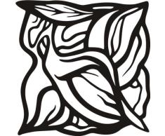 INDIGOS UG Wandtattoo/Wandaufkleber-e51 abstraktes Design Ornament/minimalistische Zierpflanze mit schönen Blättern zur Verzierung 40x39 cm- Schwarz, Vinyl, 40 x 39 x 1 cm