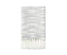 Hofdeco Moderne dekorative Strickdecke mit Fransen für Couch Sofa, 127 x 152 cm, Grau und Weiß