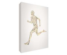 , geistreiche Art Gallery verpackt Box Leinwand, die Solide Front Panel in typographisches Läufer Design, Stoff, herbstliche Töne, klein, 30 x 20 x 4 cm